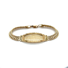 Load image into Gallery viewer, 14k Gold 2 Row Curb Link Greek Border ID Bracelet .
