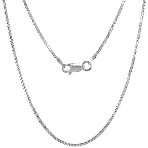 Sterling Silver BOX Chain Necklaces 1.2mm