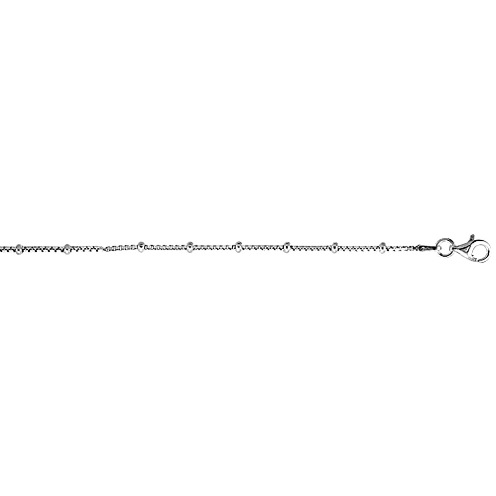 Sterling Silver 22' BOX Chain Station Necklace 1.4mm