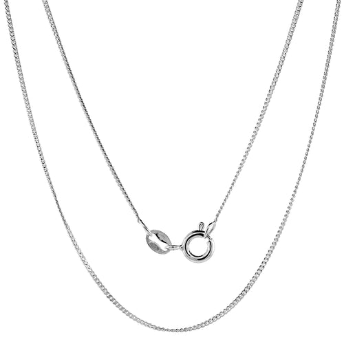 Sterling Silver 1mm Fine Curb Cuban Link Chain