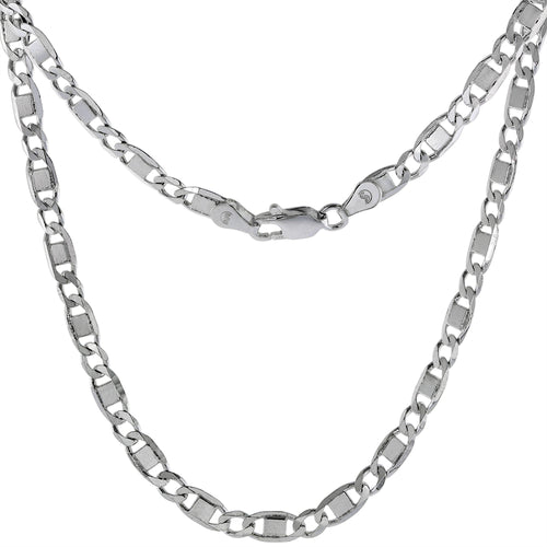 Sterling Silver 7' 4.5mm Valentino Square Bracelet