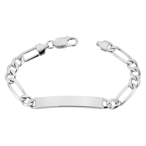 Sterling Silver 3.5mm Figaro ID Link Bracelet
