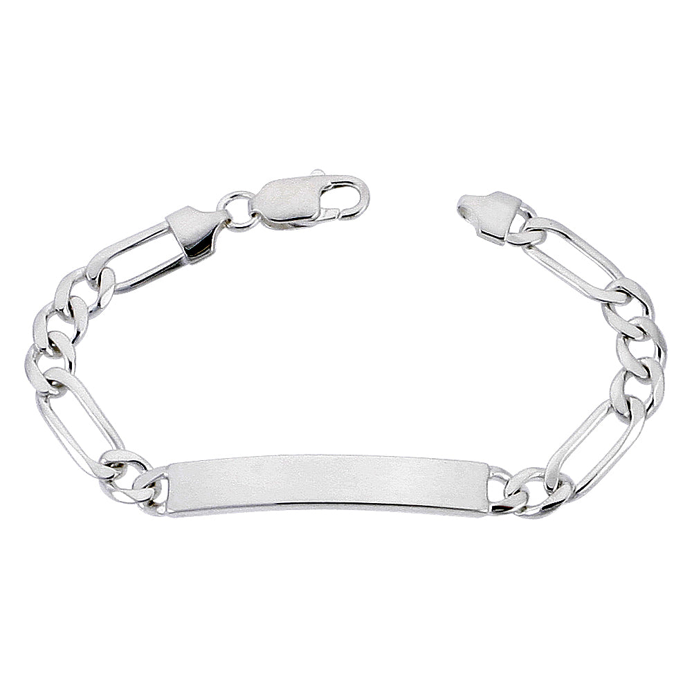 Sterling Silver 3.5mm Figaro ID Link Bracelet
