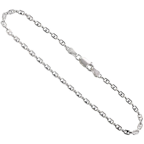 Sterling Silver 2.4mm Puffed Anchor Chain Bracelet
