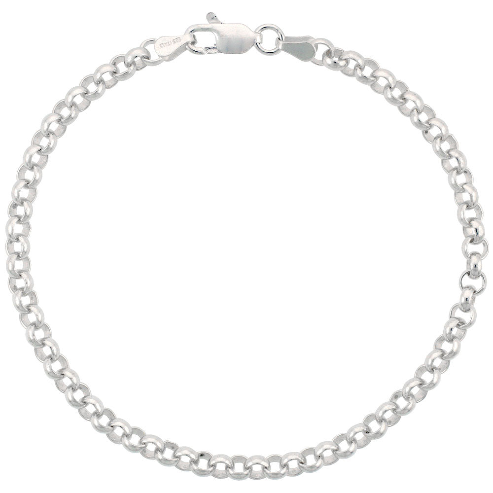 Sterling Silver Italian Rolo Chain Medium Thick 4mm Chain / Bracelet