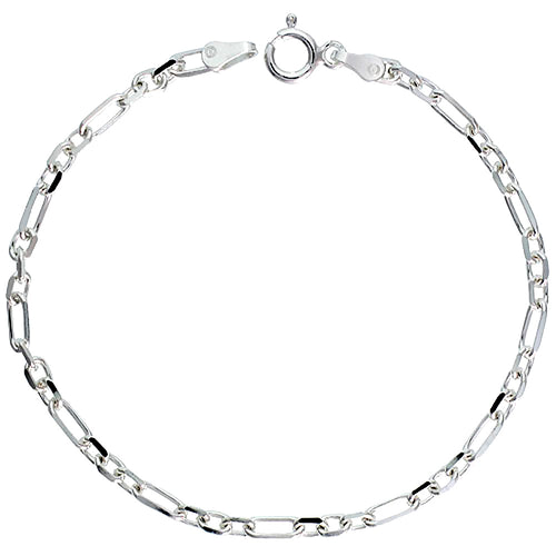 Sterling Silver 3MM Figaro Cable Link Chain