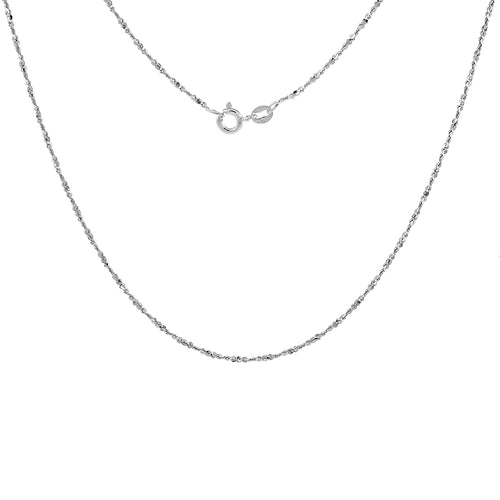 Sterling Silver Diamond Cut Twisted Serpentine Chain / Bracelet 1.5mm