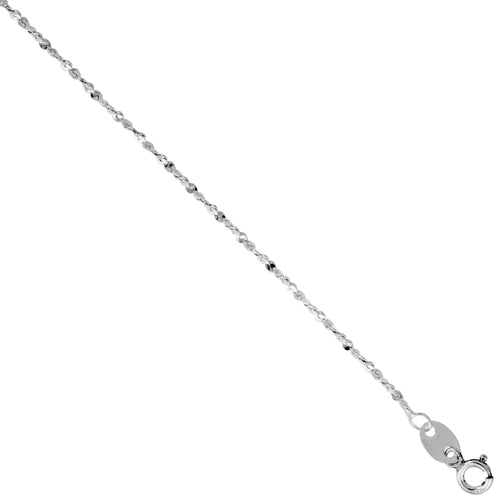 Sterling Silver Twisted Serpentine Diamond Cut 1.5mm Anklet