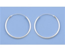 Sterling Silver Continuous Hoop Earrings 1.5 mm