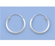 Sterling Silver Continuous Hoop Earrings 1.5 mm