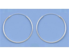 Sterling Silver Continuous Hoop Earrings 1.5 mm