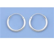 Sterling Silver Continuous Hoop Earrings 1.5 mm