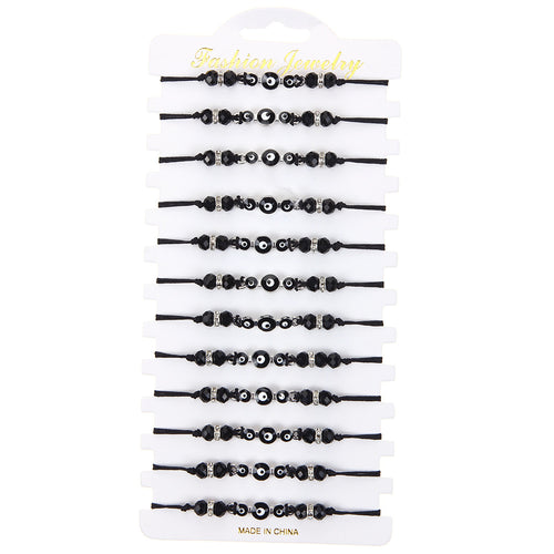 12 PCS of black Evil Eye bracelet