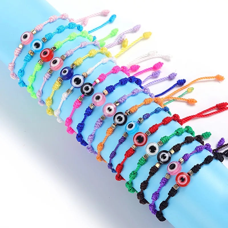 12 pieces multicolor evil eye bracelet / Pulceras multicolor con ojo turco