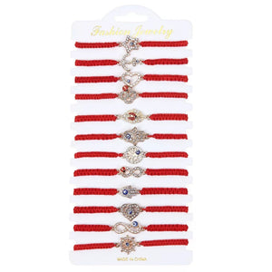 12 Pieces of evil eye red adjustable mix charms