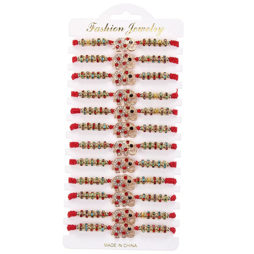 12 Pcs of Lucky elephant yarn bracelet