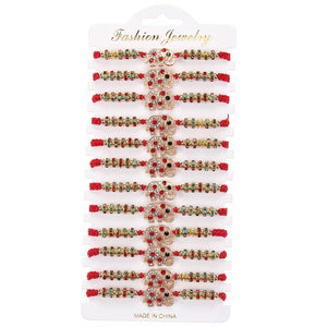 12 Pcs of Lucky elephant yarn bracelet