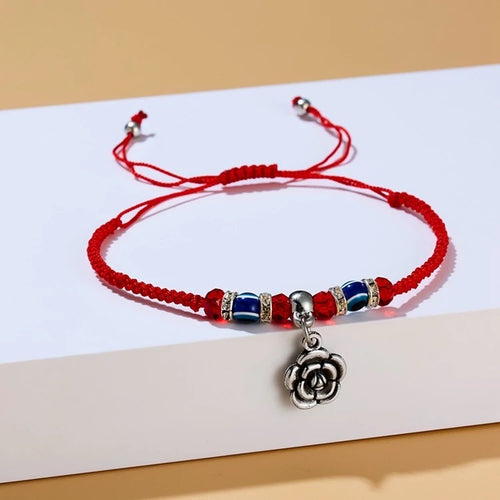 12 PCS of Rose and Evil eye red bracelet