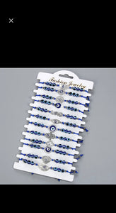 12 Pieces of blue evil eye mix charms