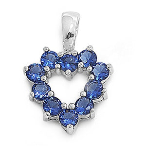 .925 Sterling Silver Blue Sapphire Heart Pendant