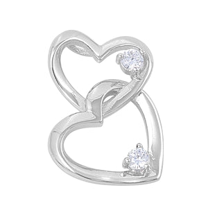 .925 Sterling Silver Double Looped Hearts Pendant