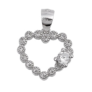 .925 Sterling Silver Clear CZ Heart Pendant