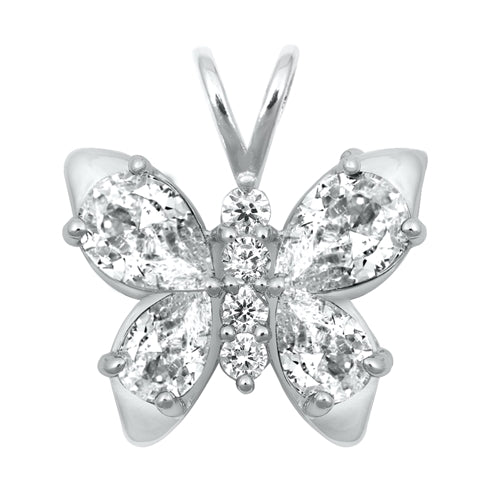 .925 Sterling Silver Clear CZ Butterfly Pendant