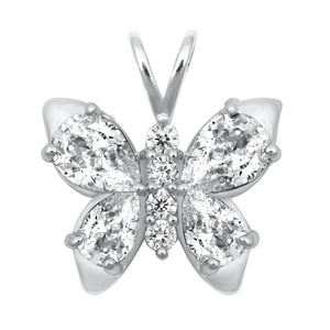 .925 Sterling Silver Clear CZ Butterfly Pendant