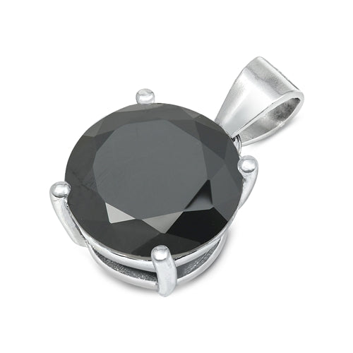 .925 Sterling Silver Black CZ Pendant