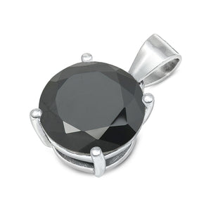 .925 Sterling Silver Black CZ Pendant