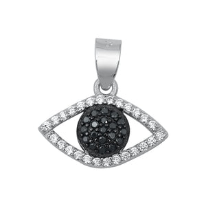.925 Sterling Silver CZ Eye Pendant