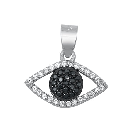 .925 Sterling Silver CZ Eye Pendant