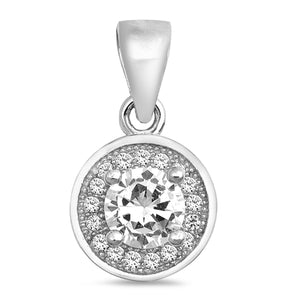 .925 Sterling Silver Clear CZ Pendant