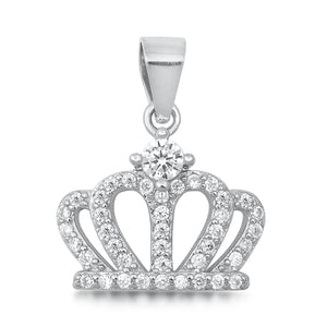 .925 Sterling Silver Crown Clear CZ Pendant