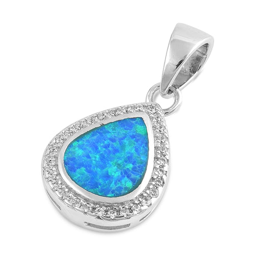 .925 Sterling Silver Blue Lab Opal Pendant
