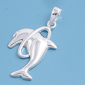 .925 Sterling Silver Dolphine & Loop Pendant