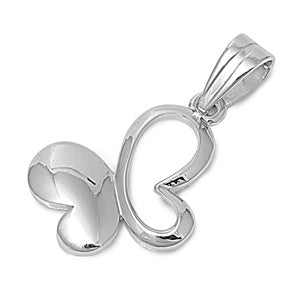 .925 Sterling Silver Plain Butterfly Pendant