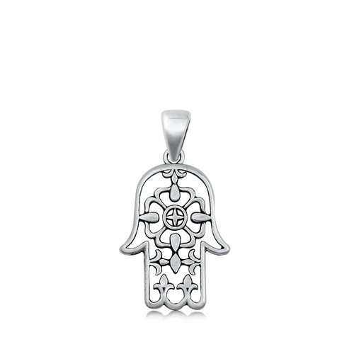 .925 Sterling Silver Hamsa Hand Pendant