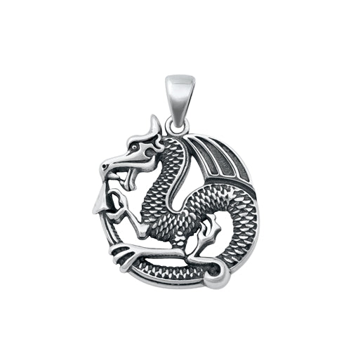.925 Sterling Silver Dragon Pendant