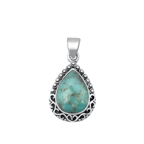 .925 Sterling Silver Turquoise Pendant