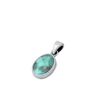 .925 Sterling Silver Genuine Turquoise Pendant