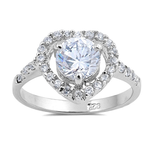 .925 Sterling Silver Heart Frame W/ Clear CZ