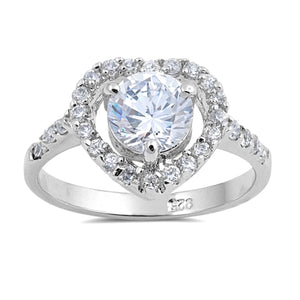 .925 Sterling Silver Heart Frame W/ Clear CZ