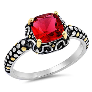 .925 Sterling Silver Red CZ Ring