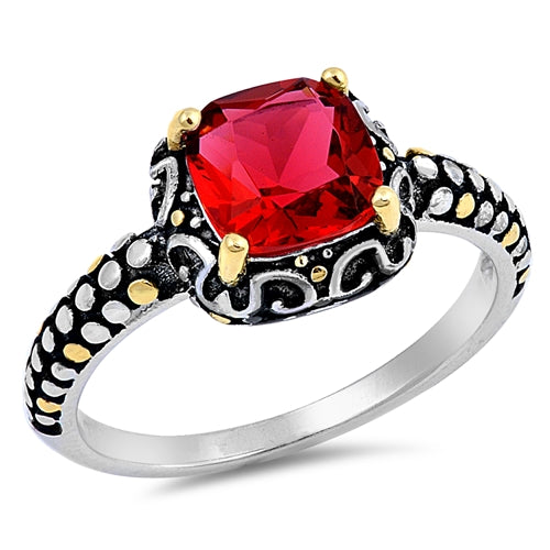.925 Sterling Silver Red CZ Ring