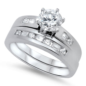 .925 Sterling Silver Wedding Ring Clear CZ Ring