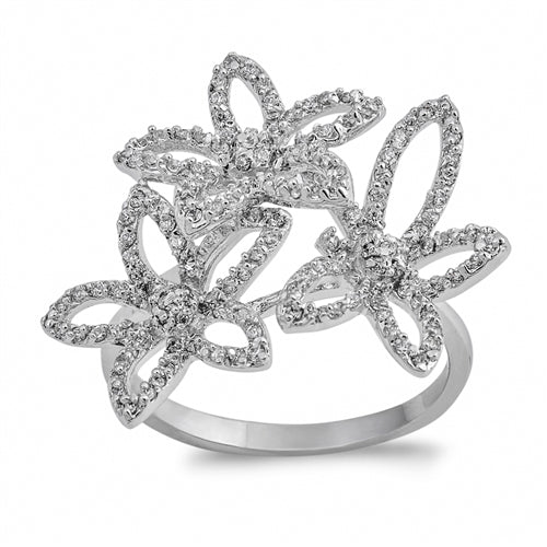 .925 Sterling Silver Plumeria Ring