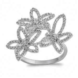 .925 Sterling Silver Plumeria Ring