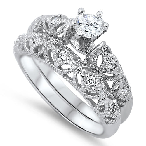 .925 Sterling Silver Clear CZ Wedding Ring
