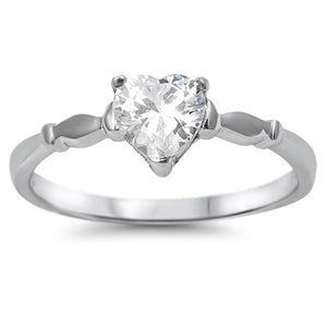 .925 Sterling Silver Clear CZ Heart Ring